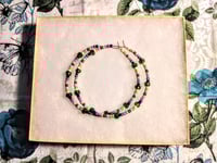Image 7 of Forest Green, Carnation Pink, Lime Green, and Blue Multicolor Beaded Large Hoop Earrings