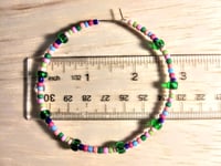 Image 2 of Forest Green, Carnation Pink, Lime Green, and Blue Multicolor Beaded Large Hoop Earrings