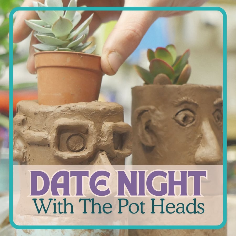 Image of Pottery Date Night - Make A Pair of Pot Heads - Valentines Pottery Kit