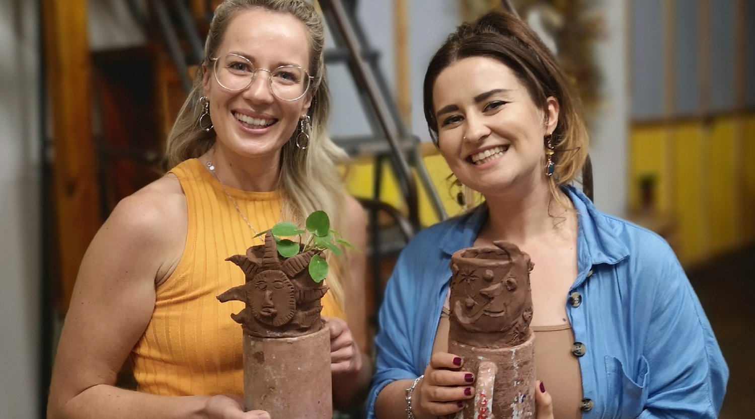 Image of Pottery Date Night - Make A Pair of Pot Heads - Valentines Pottery Kit