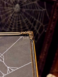 Image 6 of Striking Danish framed vintage crucifix - 1800's bible page with preserved spider web