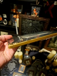 Image 7 of Striking Danish framed vintage crucifix - 1800's bible page with preserved spider web