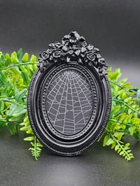 Image 1 of Oval Black Frame - Gothic preserved spider web - 3