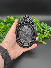 Image 3 of Oval Black Frame - Gothic preserved spider web - 3