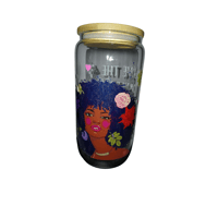 Image 1 of Love the Woman....Glass Cup with lid and straw