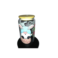 Image 2 of Silly Rabbit Easter Glass Cup with lid and straw