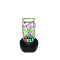 Image 1 of Silly Rabbit Easter Glass Cup with lid and straw