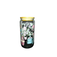 Image 2 of Magical Spring Time Glass Cup with lid and straw
