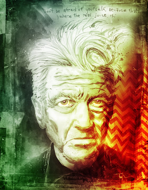 Image of DAVID LYNCH SILVER FOIL PORTRAIT PRINT