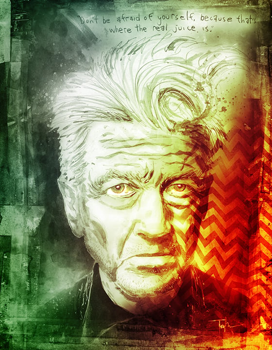 Image of DAVID LYNCH SILVER FOIL PORTRAIT PRINT *PREORDER*