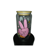 Image 1 of Happy Easter Glass Cup with lid and straw