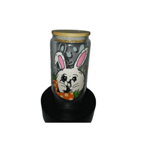 Image 3 of Happy Easter Glass Cup with lid and straw