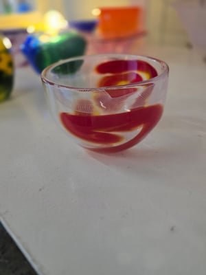 Image of Red and yellow full color swirl bowl