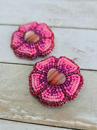 Image 1 of Pink Carnelian Floral earrings 