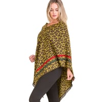Image 2 of Leopard Pullover V-Neck Poncho