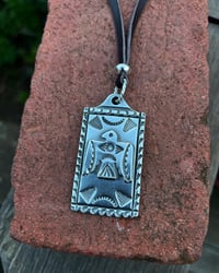 Image 4 of WL&A Handmade Old Style Heavy Ingot Thunderbird ID Tag Pendant - 2 x 1.5" - 55 Grams