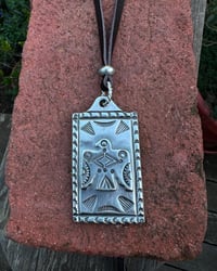 Image 3 of WL&A Handmade Old Style Heavy Ingot Thunderbird ID Tag Pendant - 2 x 1.5" - 55 Grams