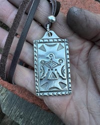 Image 6 of WL&A Handmade Old Style Heavy Ingot Thunderbird ID Tag Pendant - 2 x 1.5" - 55 Grams