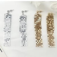 Image 1 of Shiny Glitter Metal Dangle Earrings