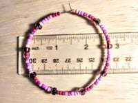 Image 2 of Amethyst Purple, Carnation Pink, and Purple Multicolor Beaded Large Hoop Earrings