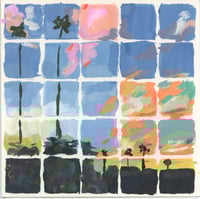 Sunset grid original gouache painting