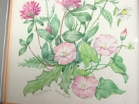 Image 4 of Vintage Flowers Watercolour Painting by Patience Arnold, Small Original Artwork c 1980s, Framed 