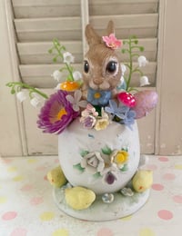 Sweet Vintage Easter Egg with Cute Bunny Decoration