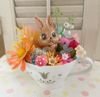 Vintage Mid-century Cup with Sweet Easter Bunny