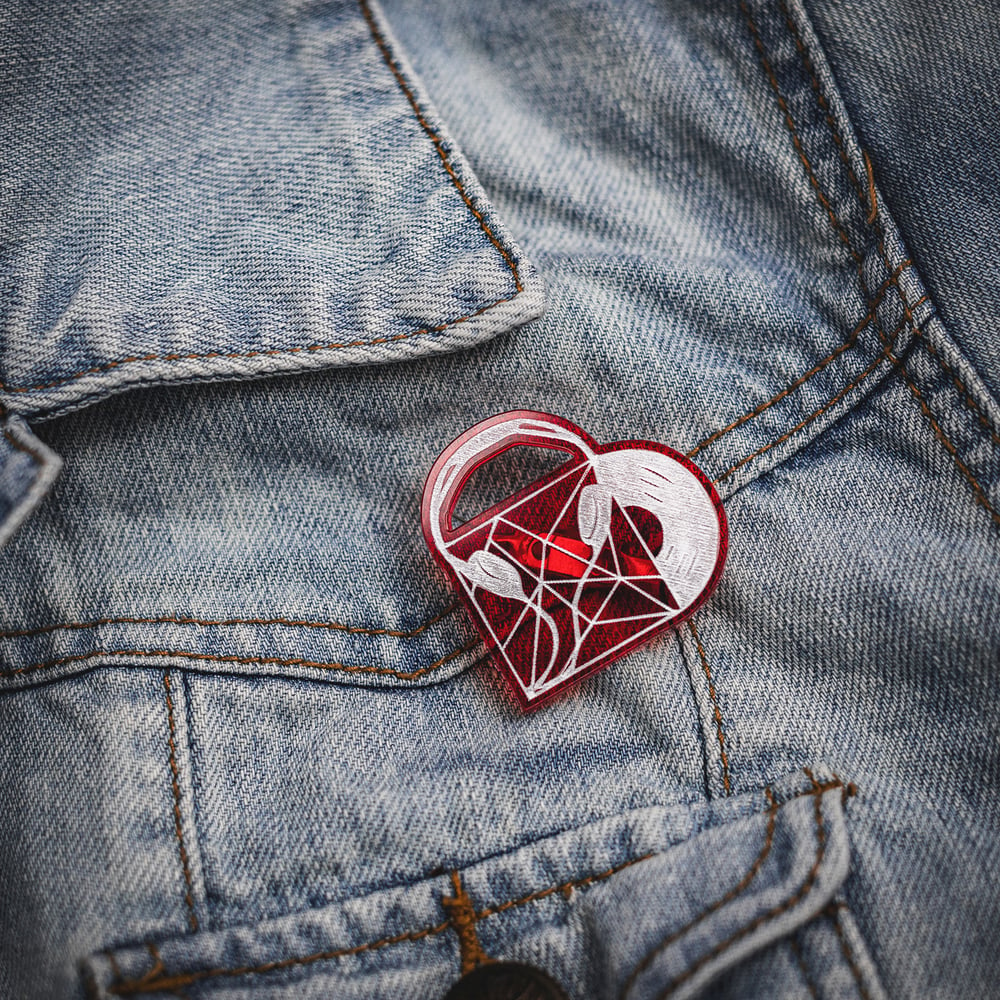 Love Heart Records Brooch Pin Badge