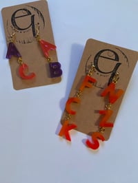 Image 4 of letter statement earrings (fck nzs, 161, 1312, 420, acab, equality)
