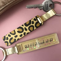 Image 1 of Personalised Leopard Print Glitter Stick Keyring
