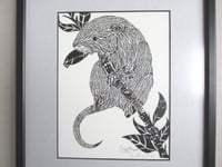Image 2 of Vintage Bamboo Rat Art Print by Joe Blyth Bryant? Signed Ltd Edition 1990s, Framed