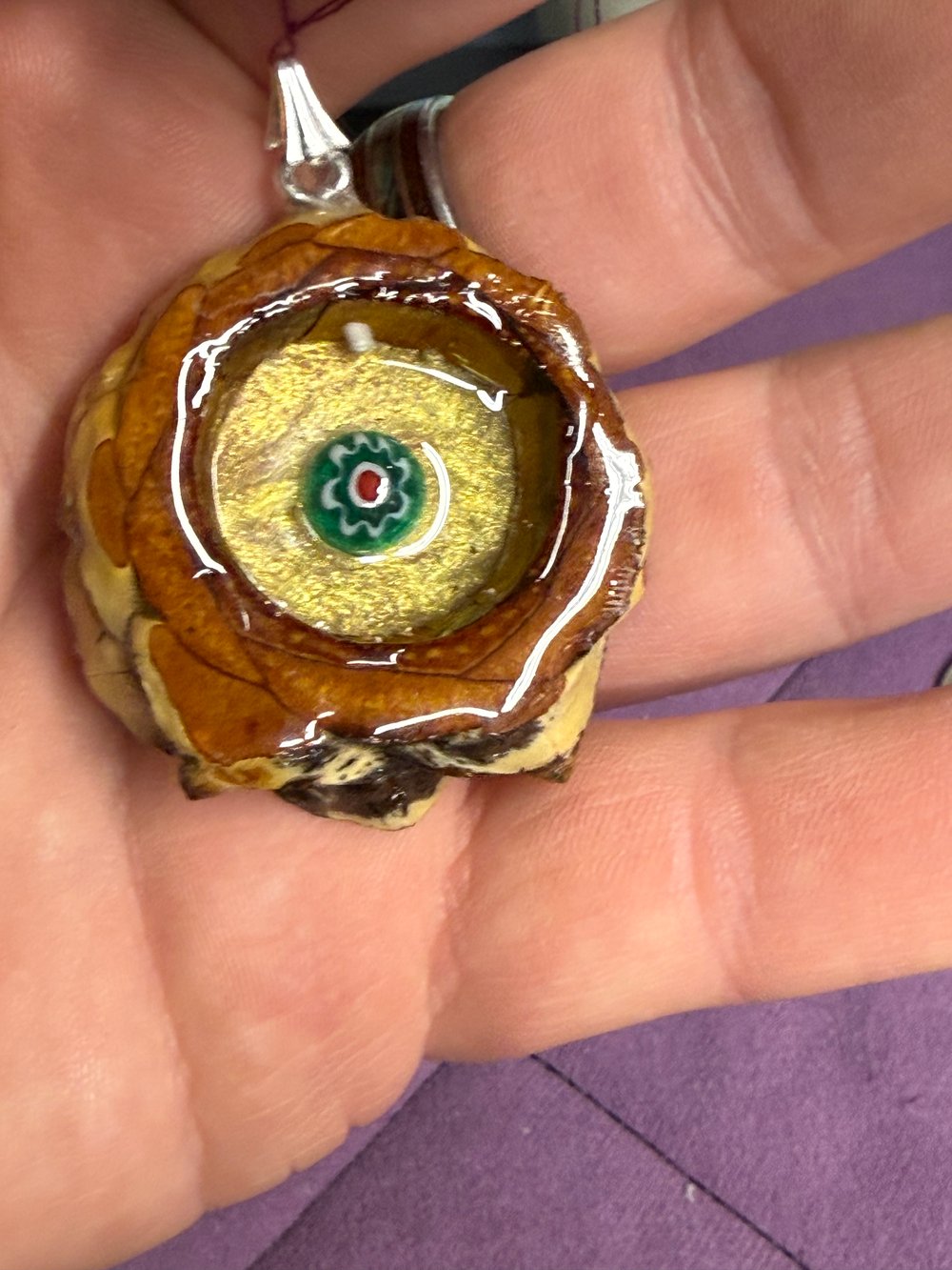 Image of Glass Bead Pinecone Pendant #75