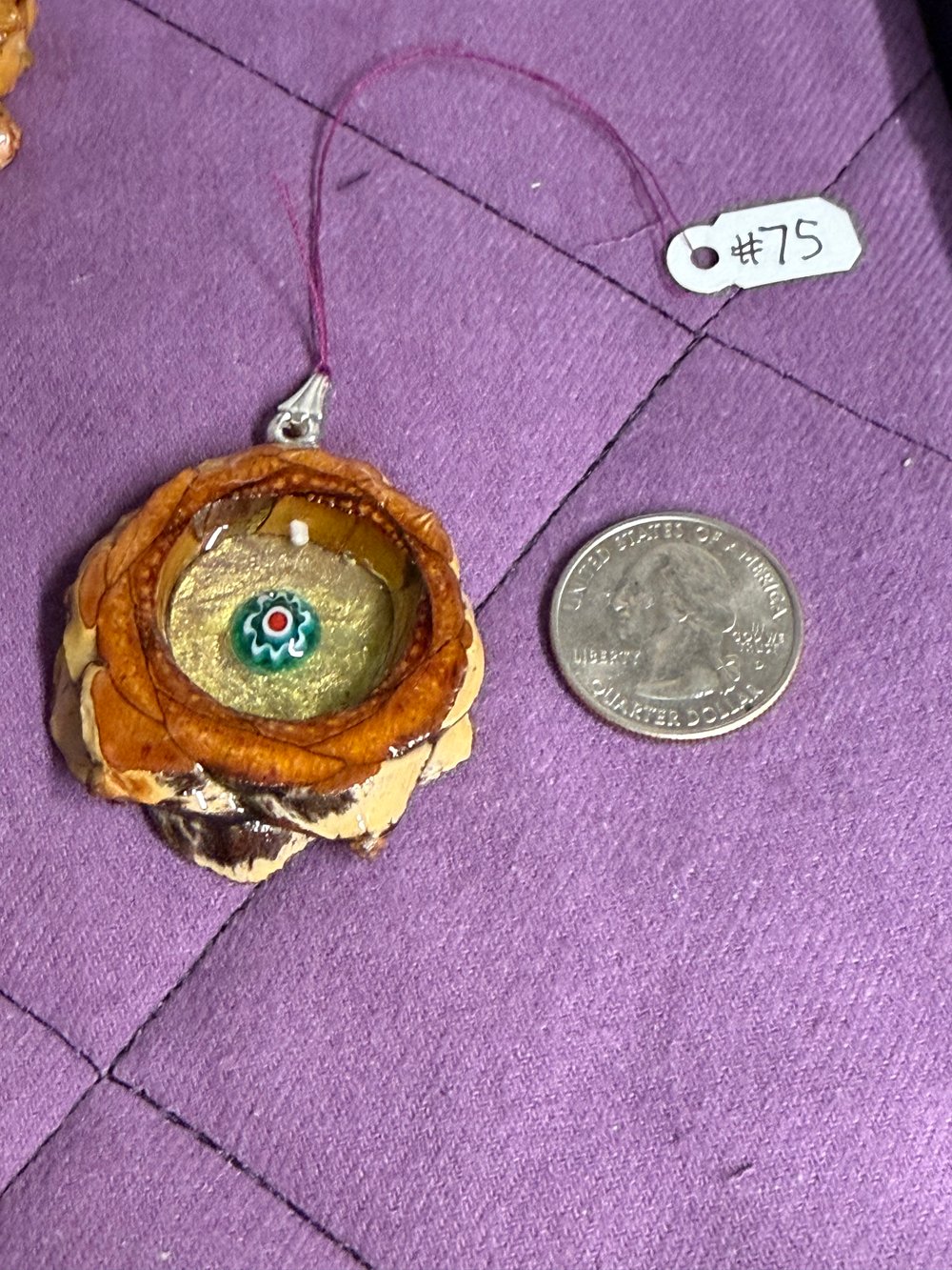 Image of Glass Bead Pinecone Pendant #75