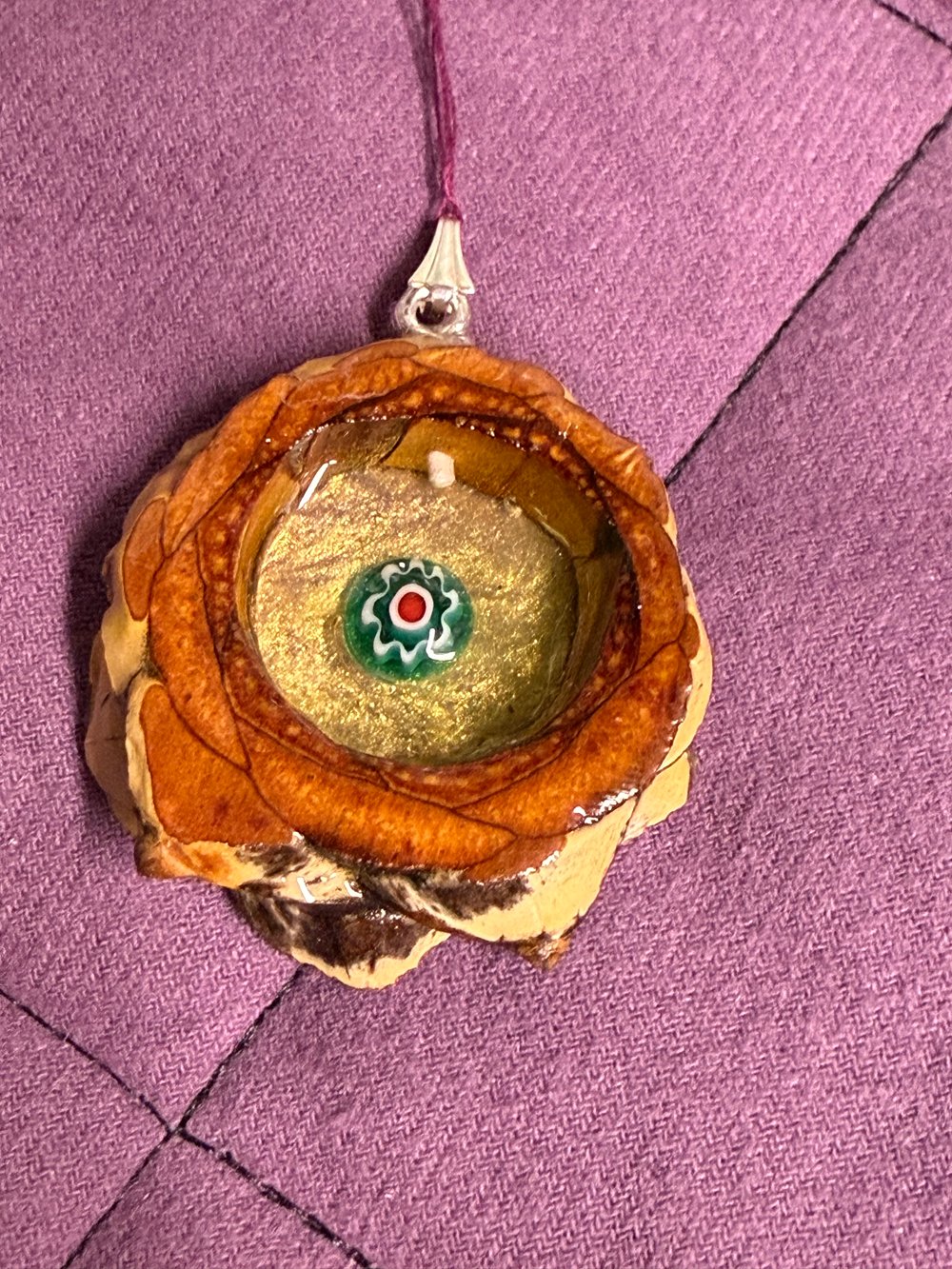 Image of Glass Bead Pinecone Pendant #75