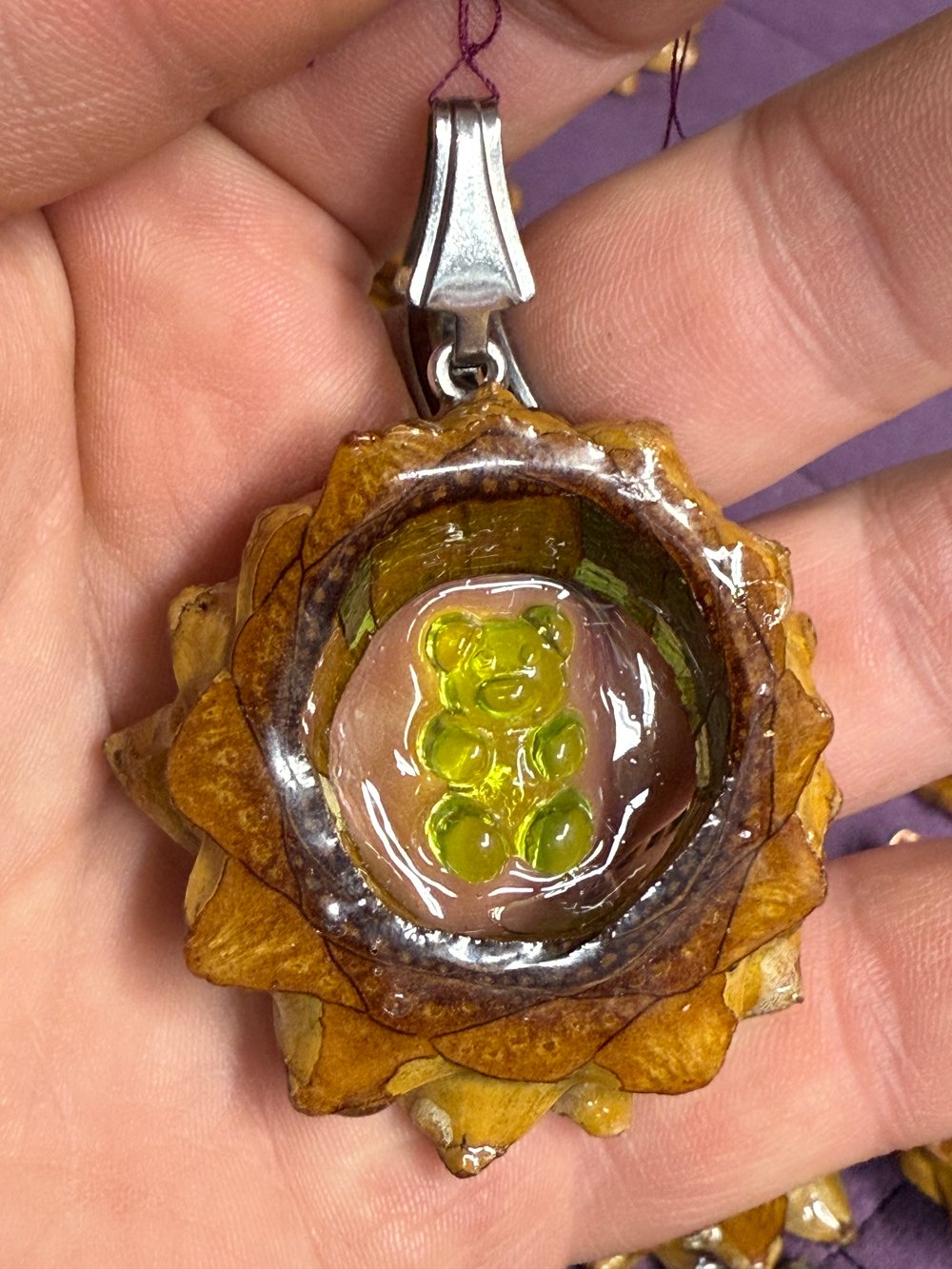 Image of Gummy Bear Pinecone Charm | Handmade PNW Jewelry | #74