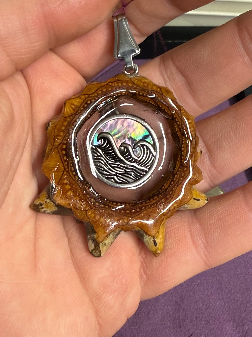 Image of Waves Pinecone Charm | Handmade PNW Jewelry | #73