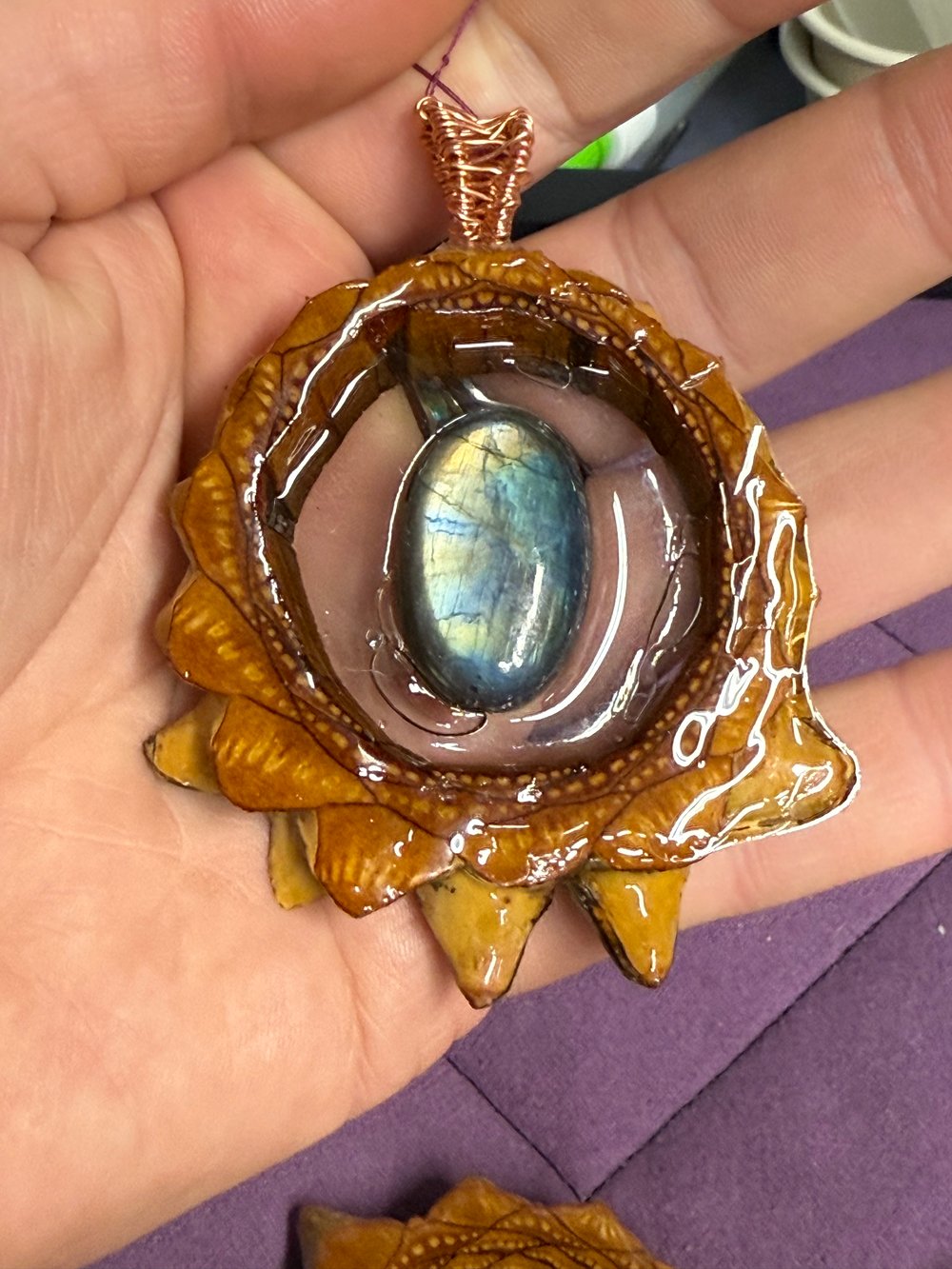 Image of Labradorite Pinecone Pendant #66