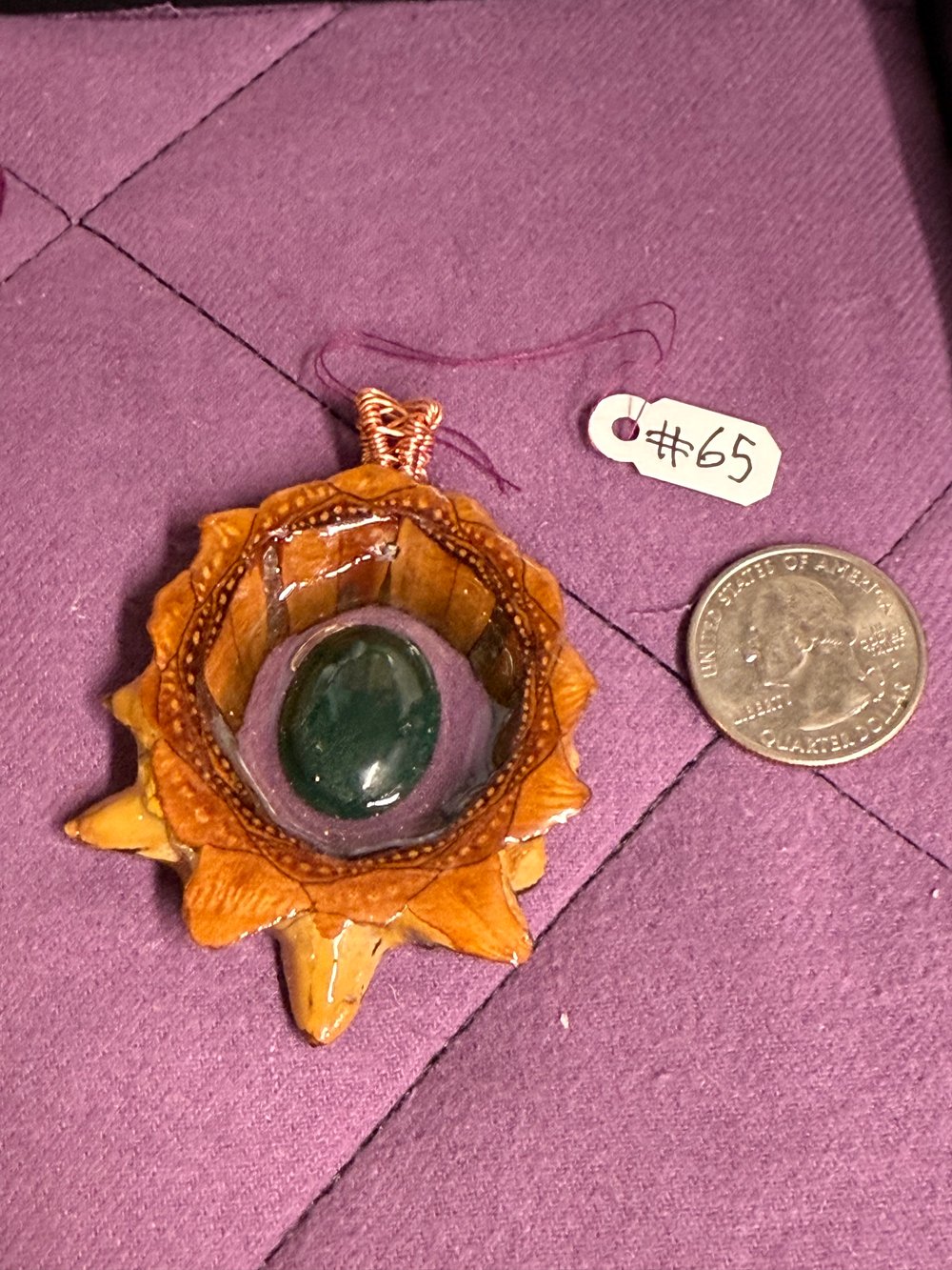Image of Green Jasper Pinecone Pendant #65