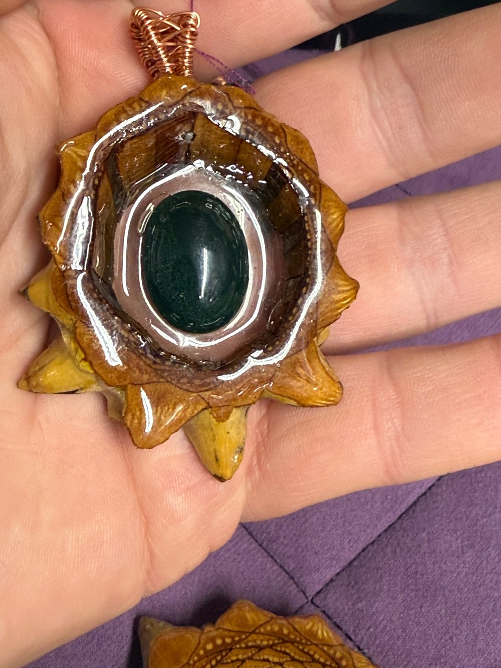 Image of Green Jasper Pinecone Pendant #65