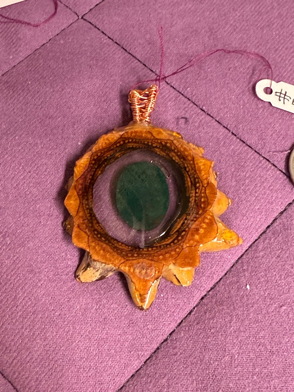 Image of Green Jasper Pinecone Pendant #65