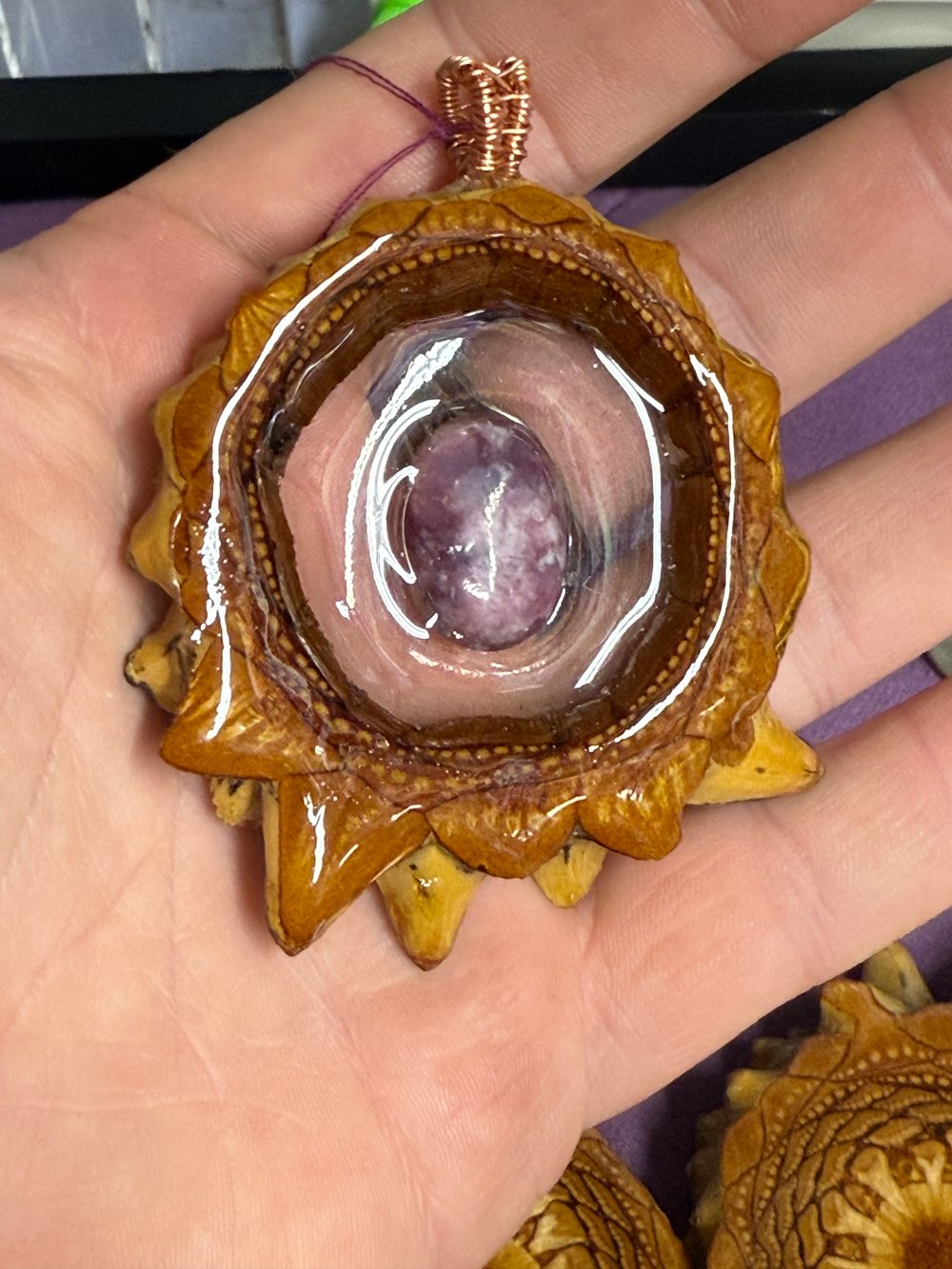 Image of Lepidolite Pinecone Pendant #64