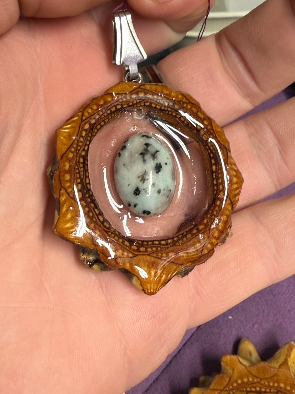 Image of Dalmatian Jasper Pinecone Pendant #63