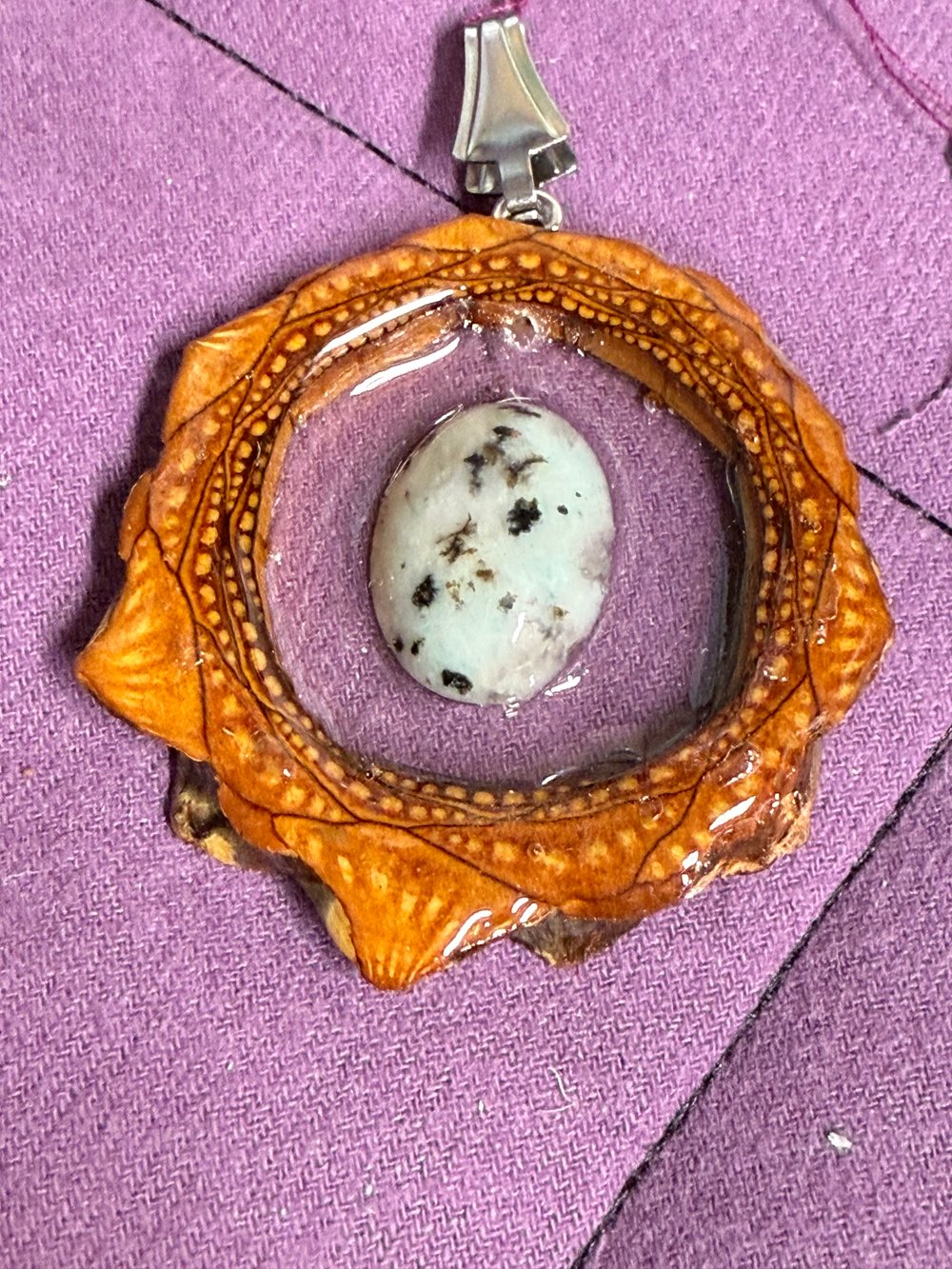 Image of Dalmatian Jasper Pinecone Pendant #63
