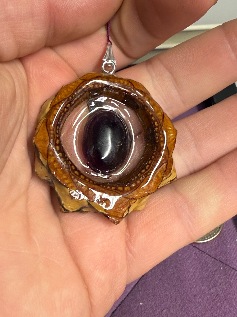 Image of Rainbow Obsidian Pinecone Charm | Handmade PNW Jewelry | #62