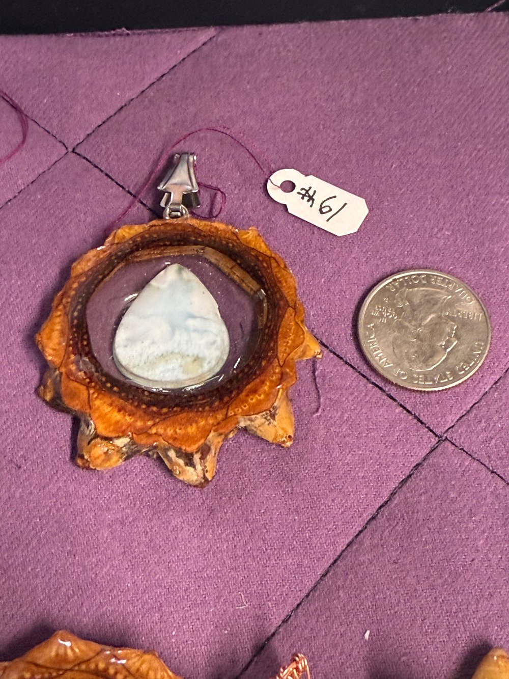 Image of Natural Larimar Pinecone Pendant #61