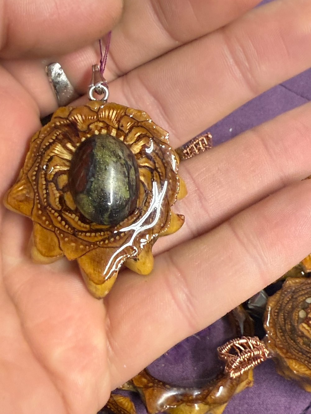 Image of Dragons Blood Pinecone Pendant #59