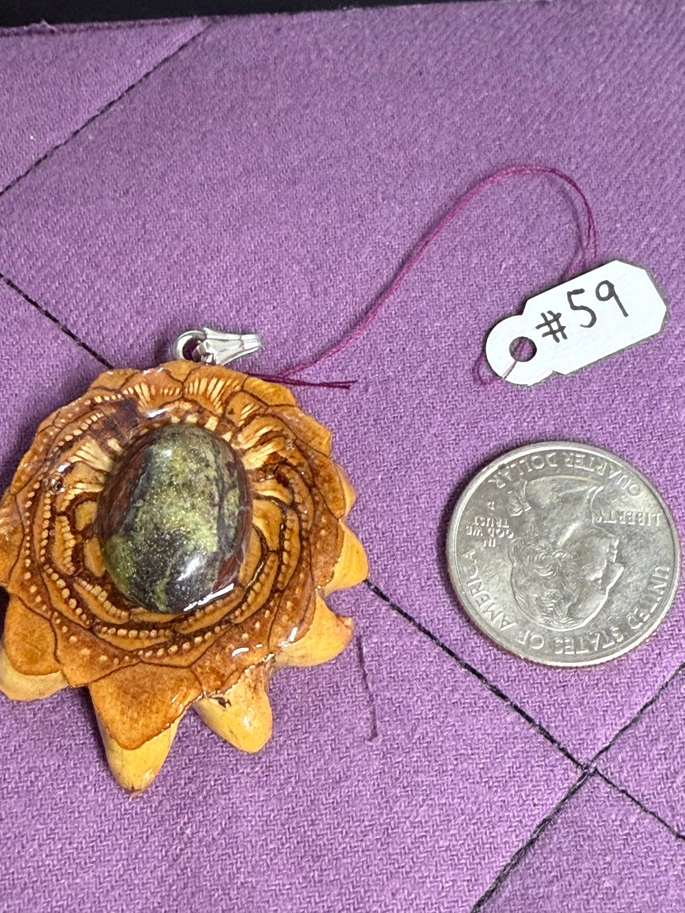 Image of Dragons Blood Pinecone Pendant #59