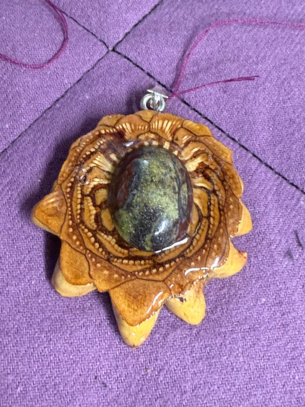 Image of Dragons Blood Pinecone Pendant #59
