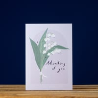 Image 1 of Thinking of You Card with Lily of the Valley flowers - Condolence Card